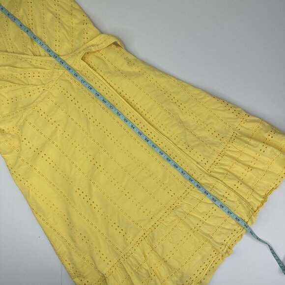 Draper James‎ Women's Yellow Eyelet Flutter Sleeve Wrap Luxury Dress 8/C36 - Picture 15 of 16